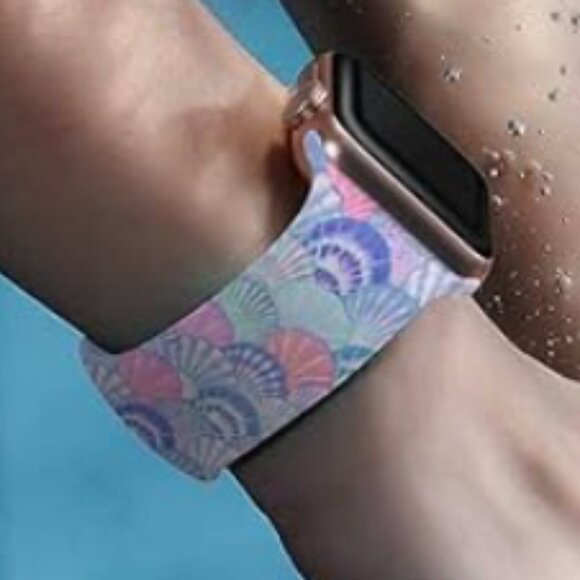 ? Ocean-Inspired Printed Silicone Watch Band Compatible with Apple Watch main image 6